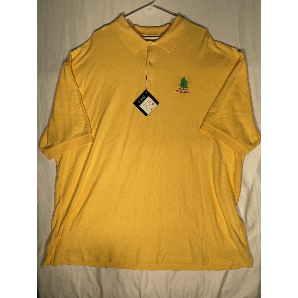 Ping Collection Mens 3X Yellow Cotton Pique Polo Shirt Den Brae GC Logo NWT
